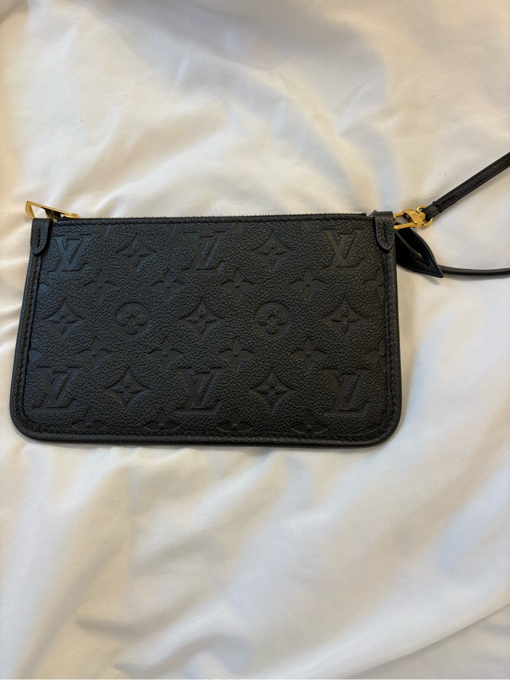 Louis Vuitton Black Monogram Empreinte Wristlet Pouch with Gold Hardware
